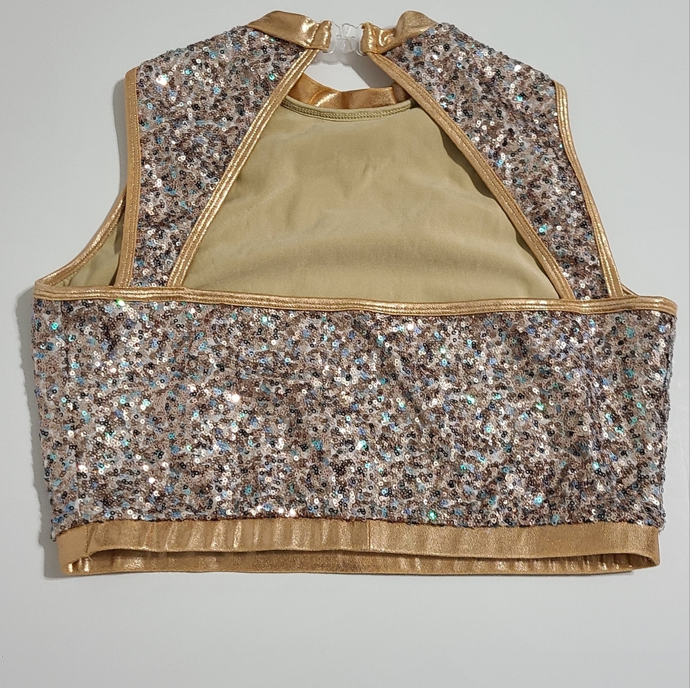 Sequin golden trim dance costume crop top - Picture 7 of 10